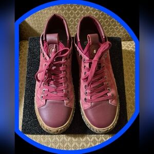 Hybrid Green Label Cairn Ripstop Men's Burgandy Leather Low Top Trainers